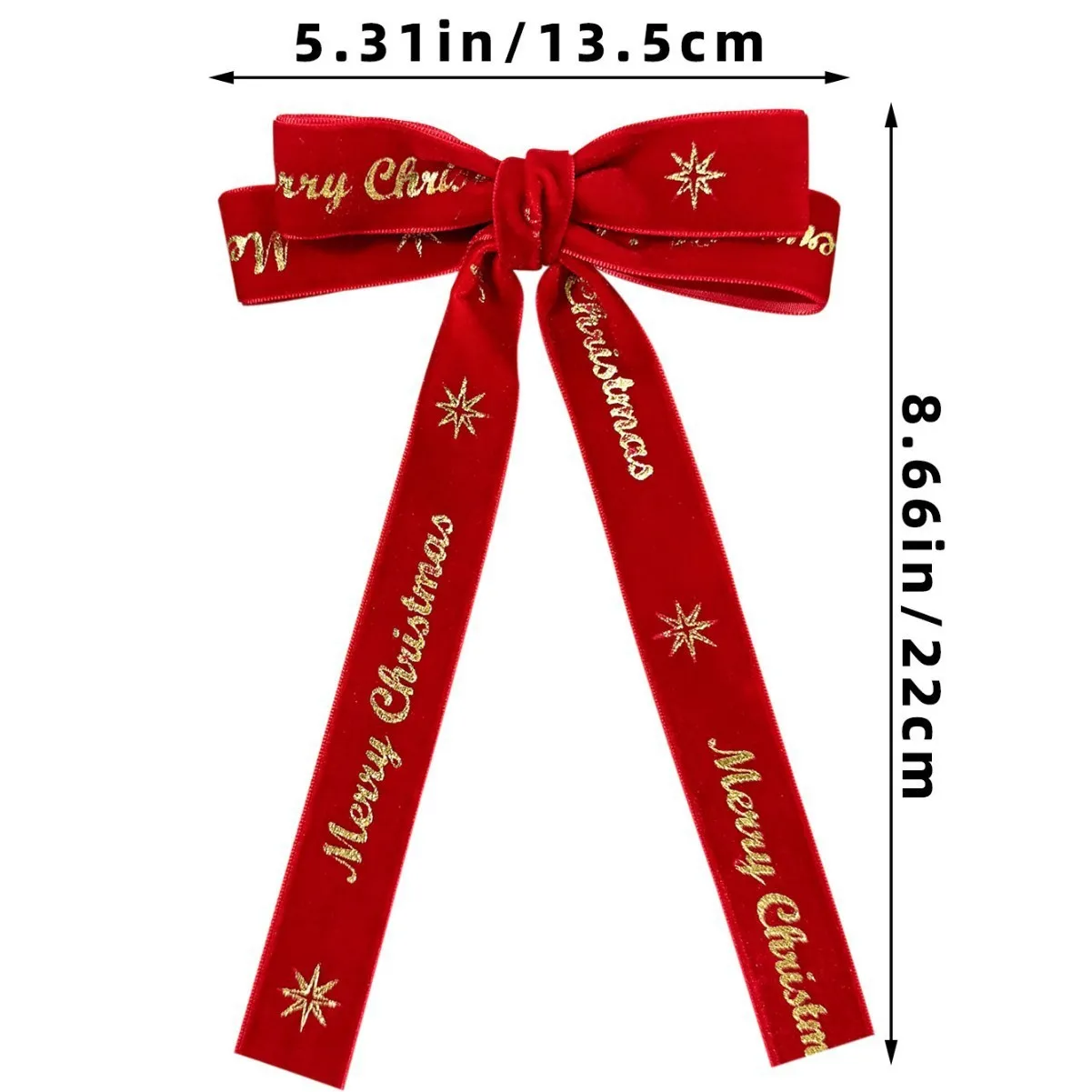 Wholesale Custom Printed Christmas Velvet Hair Bows Red Ribbon Bow Clip Long Tail Hair Accessories for Women Girl Kids Baby