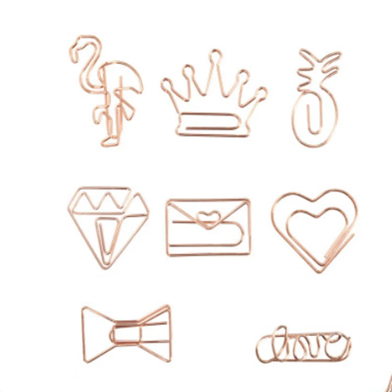 Yes shape paper clips LOVE letter metal rose gold paper clip for files folder