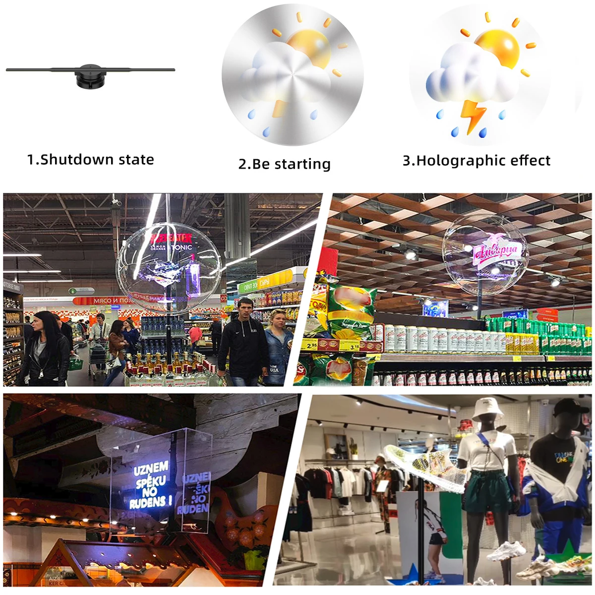 Night Indoor Cool 42cm Splicing 16.5-inch 244LED Advertising Player Holographic Suspension Stereo Imaging Fan Screen
