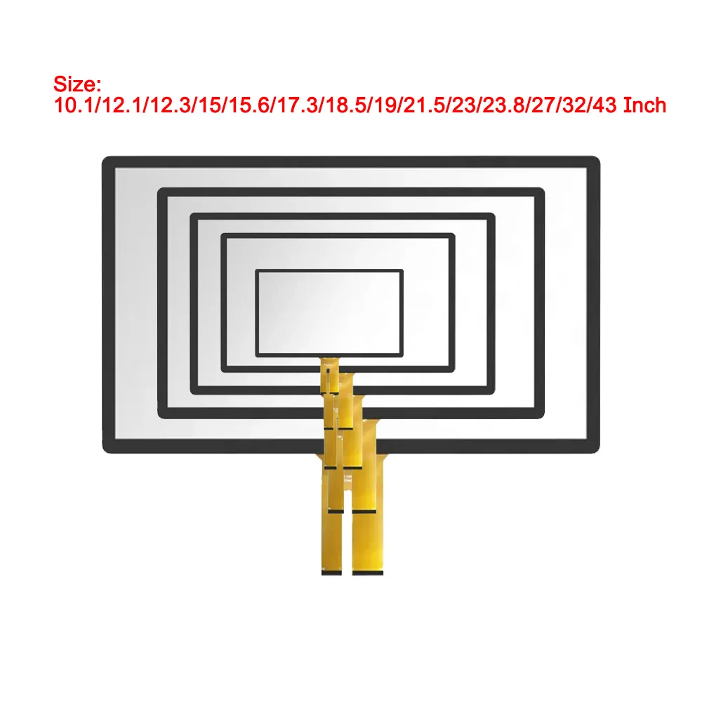 10.1/12.1/12.3/15/15.6/17.3/18.5/19/21.5/23/23.8/27/32/43 Inch PCAP Capacitive Touch Screen Panel