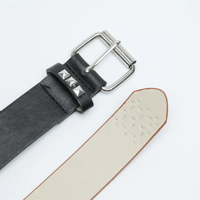 Wholesale Fashion Western Pyramid Rivet Leather Y2k Belt Punk Rock Studded Leather Belt For Women