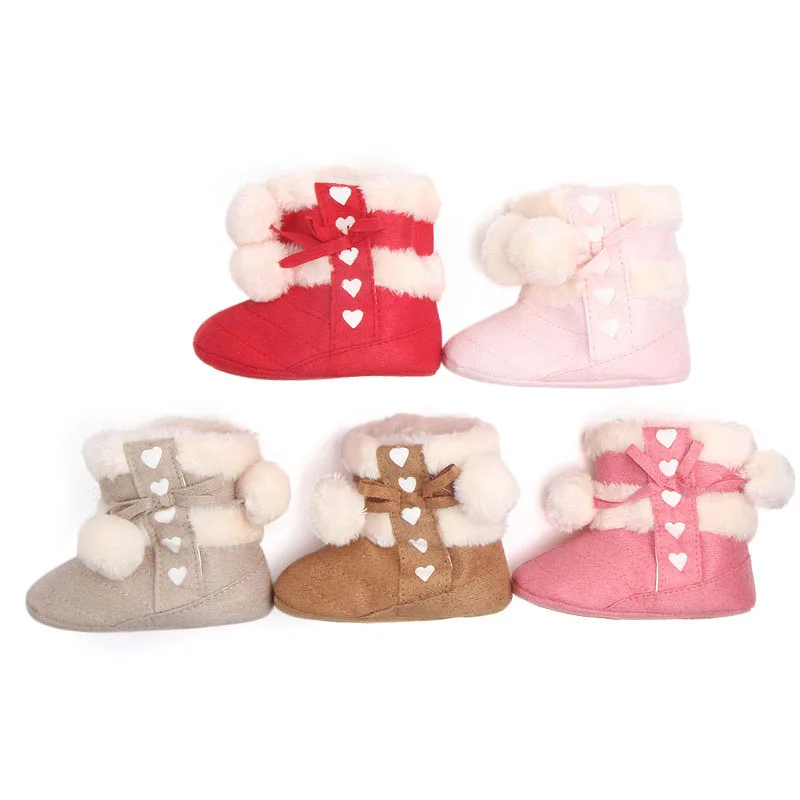 Cutesheep Newborn Baby Winter Booties Baby Warm Shoes Solid Plush Ankle Boots Infant Baby Girls Snow Boots