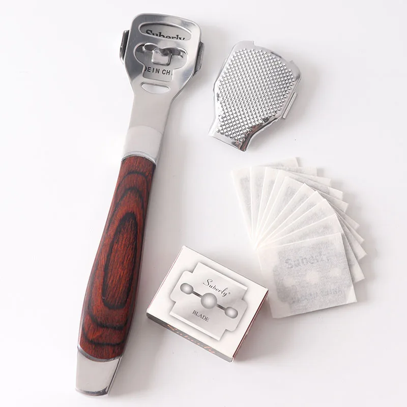 LOW MOQ 10 blades wooden handle foot care pedicure callus shaver remover rasp