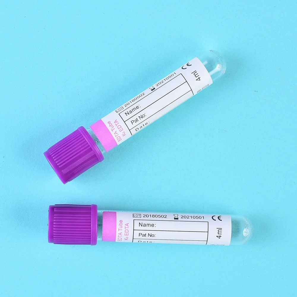 Cheap price Purple cap glass test tube vacuum blood collection tube edta k2 k3 5ml blood tube