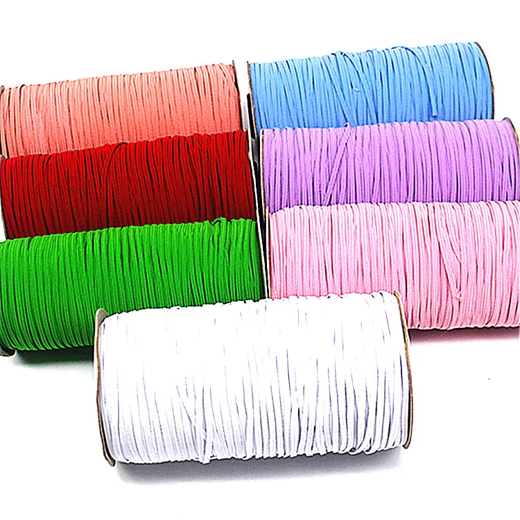 custom 3mm 5mm 6mm 9mm 12mm multicolor sewing flat band rope earloop cord stretch knit braided  elastic cord string