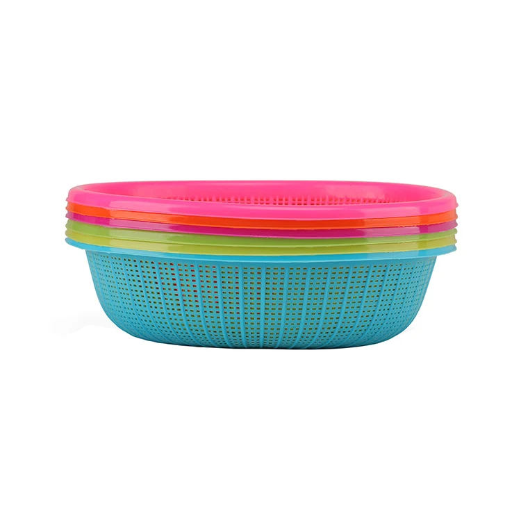 Colorful Oval Shape Plastic Kitchen Use Rice Basket Strainer