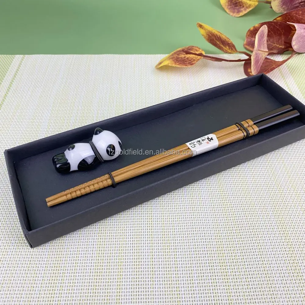 Hot Sale Online Shopping Tableware Custom Service Chopsticks Set With Ceramic Panda Chopsticks Stand