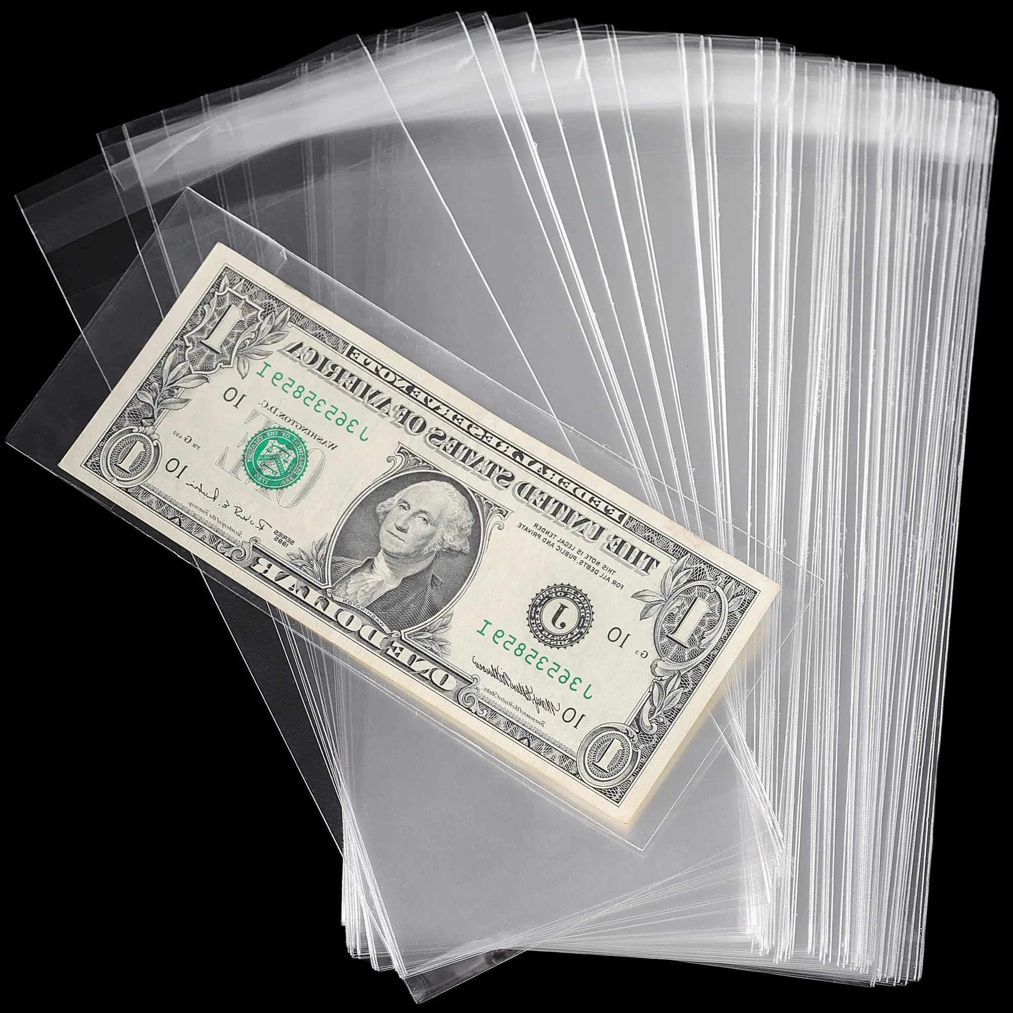 Clear Paper Money Holder Currency Sleeves Money Sleeve PP Material for Banknote Bill Trading Card Stamp