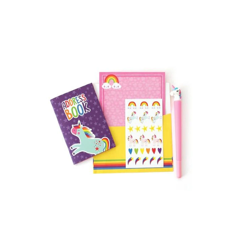 Cartoon Cute Unicorn Stationery Promotional Gift Notebook Set For Children
