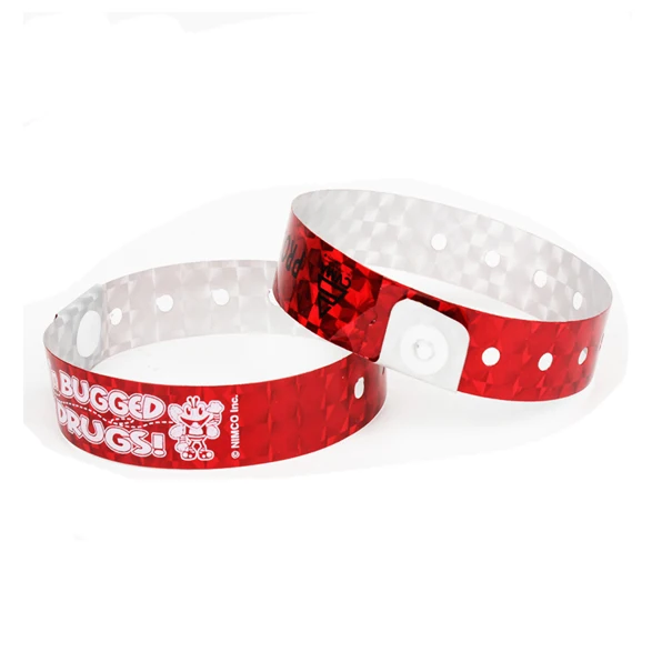 china manufacture concert vip holographic wristbands with logo custom glitter gold blue color disposable wrist band