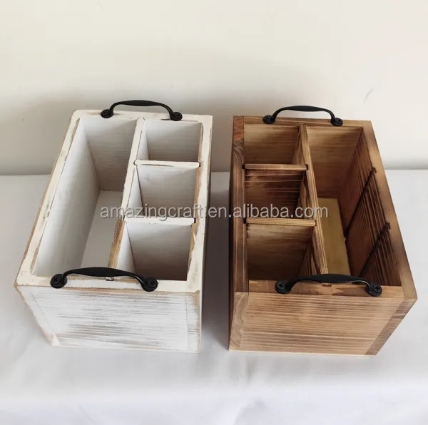 Wooden Caddy Tool Box with Compartments Customized Sizes Solid Wood