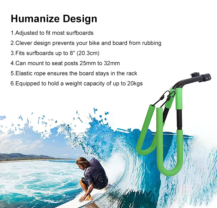 Surfboard Bike Rack Wakeboard Bicycle Surfing Carrier Mount