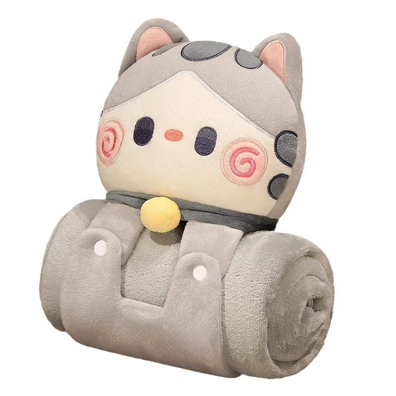 Wholesale products cute kitten pillow blanket 2 in 1 travel cat blanket and pillow kids dolls perfect family gift