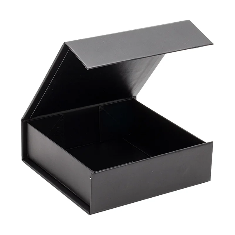 Custom premium black magnetic closure small tiny gift packaging box wholesale