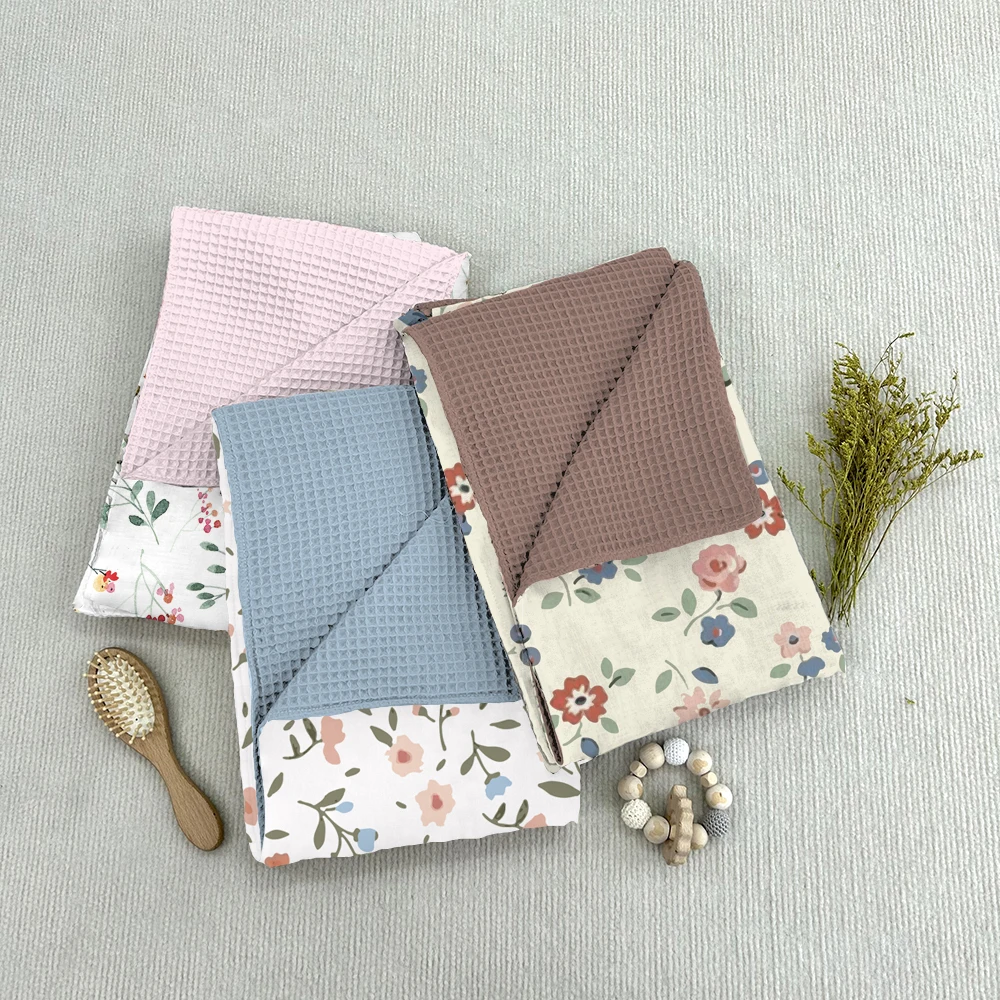 Mildream Waffle Weave Cotton Baby Muslin Blanket Honeycomb Cover Napkin Cooling Baby Blanket Customized Design Newborn Blanket