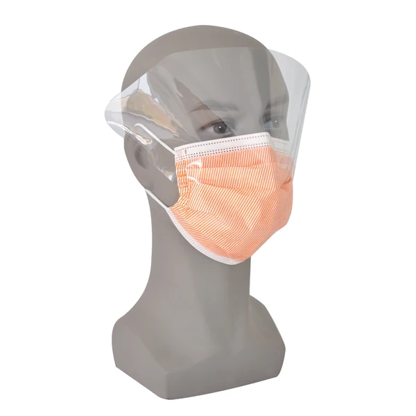 Factory Wholesale Earloop Face Mask with Eyeshield 3ply Level 2 Mask with Shield Splash Proof Surgical Face Mask with Eyevisor