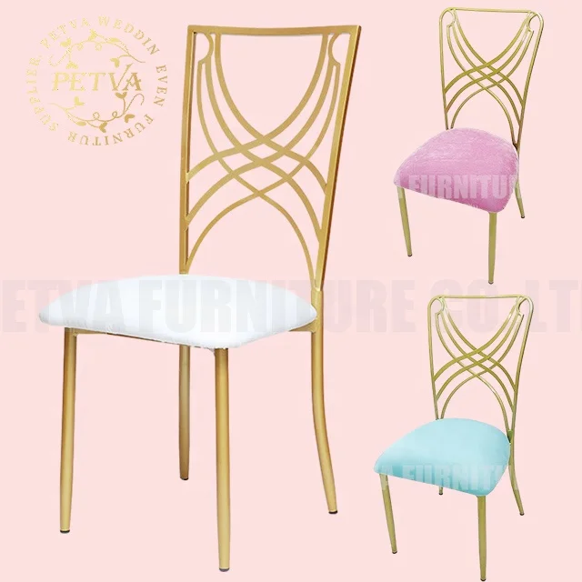 Metal gold dining chiavari chair cushion cover seat wedding dining crossback cross back chair