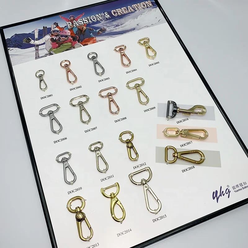 YHG Custom Logo Zinc Alloy Metal Clasp D Ring Hook Rose Gold Metal Buckle for Dog Collar Leash Handbags