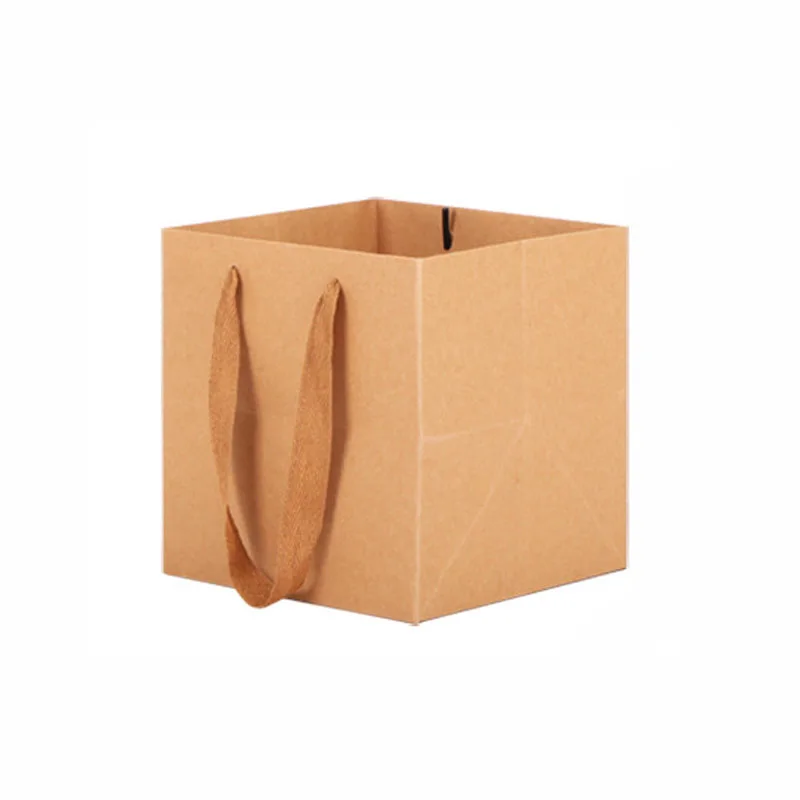 Custom Luxury Flower Paper Bag Big Size Shopping Bags Cake Carry Bag With Square Bottom