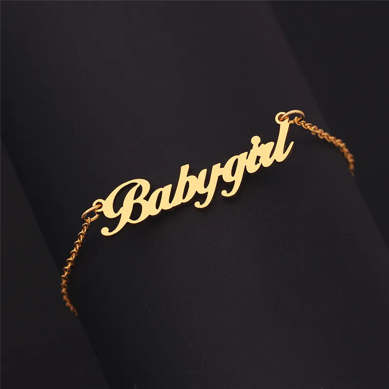 Factory Wholesale Adjustable Alphabet Bracelet Simple Fashion Custom Name Stainless Steel English Bracelet