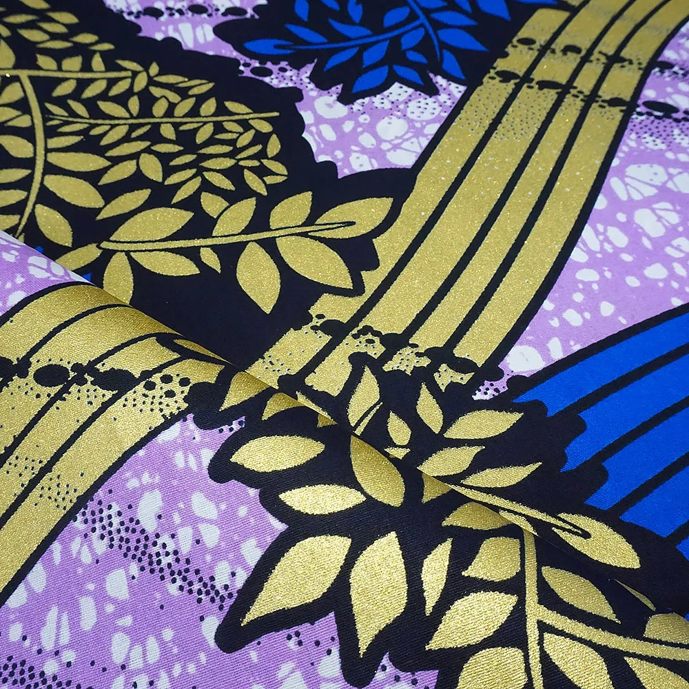 High Quality Fashion Desgin Golden Real Wax Print 100% Cotton ankara African Wax Exclusive pagne africain women dress lonicloth