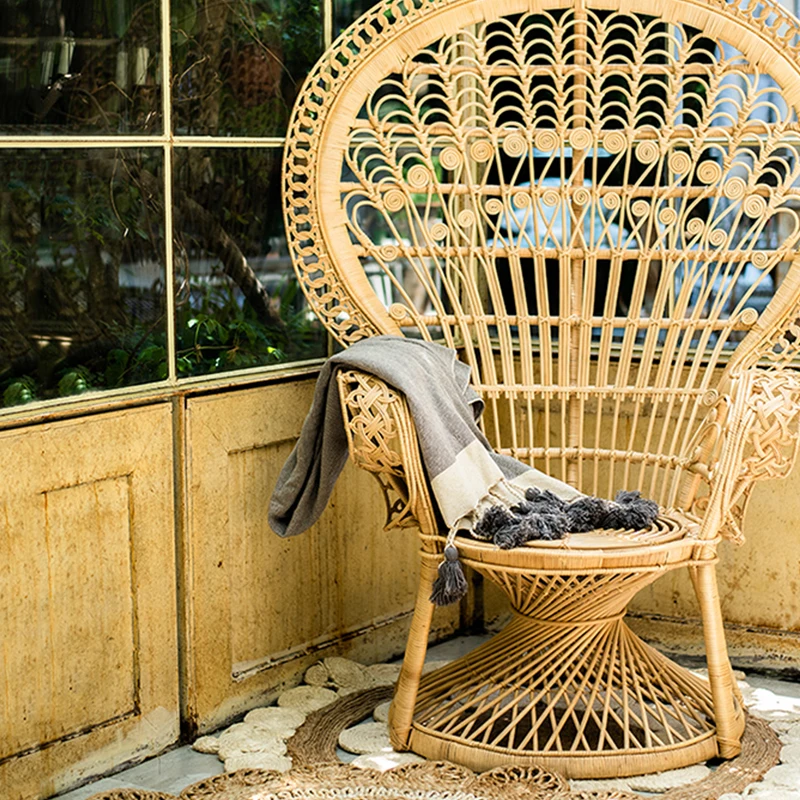 Customized Classic Furniture Cane Bamboo Living room Garden Terrace Indoor Outdoor sitting chair furniture set for home