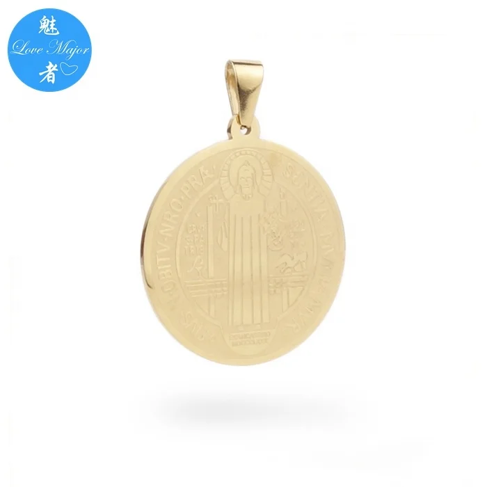 gold Oval Stainless Steel Jesus Charms Religious Jesus Charms For DIY Pendant Necklace