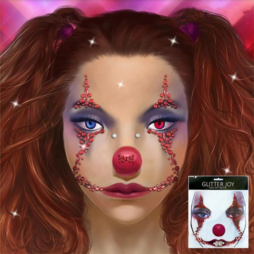 Wholesale Full Music Festival Face-Gems Ghost Skeleton Adhesive Face Jewels Rhinestone Crystal Stickers for Halloween