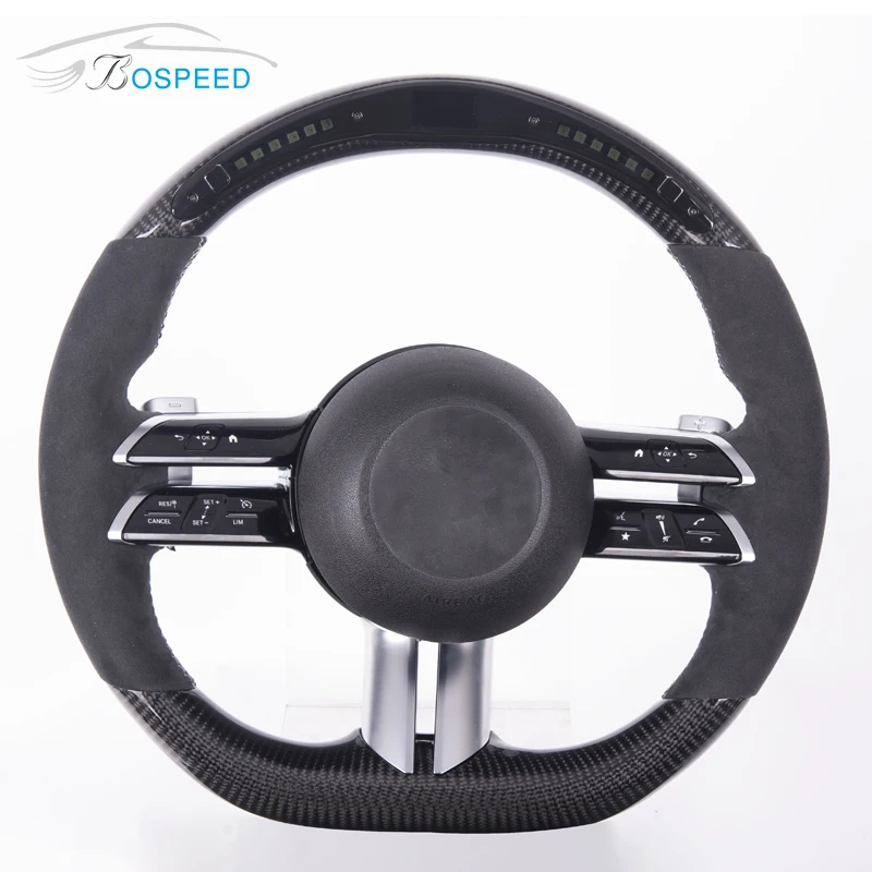 100% натуральное карбоновое волокно рулевое колесо со светодиодным дисплеем рулевое колесо из углеродного волокна для Benz AMG