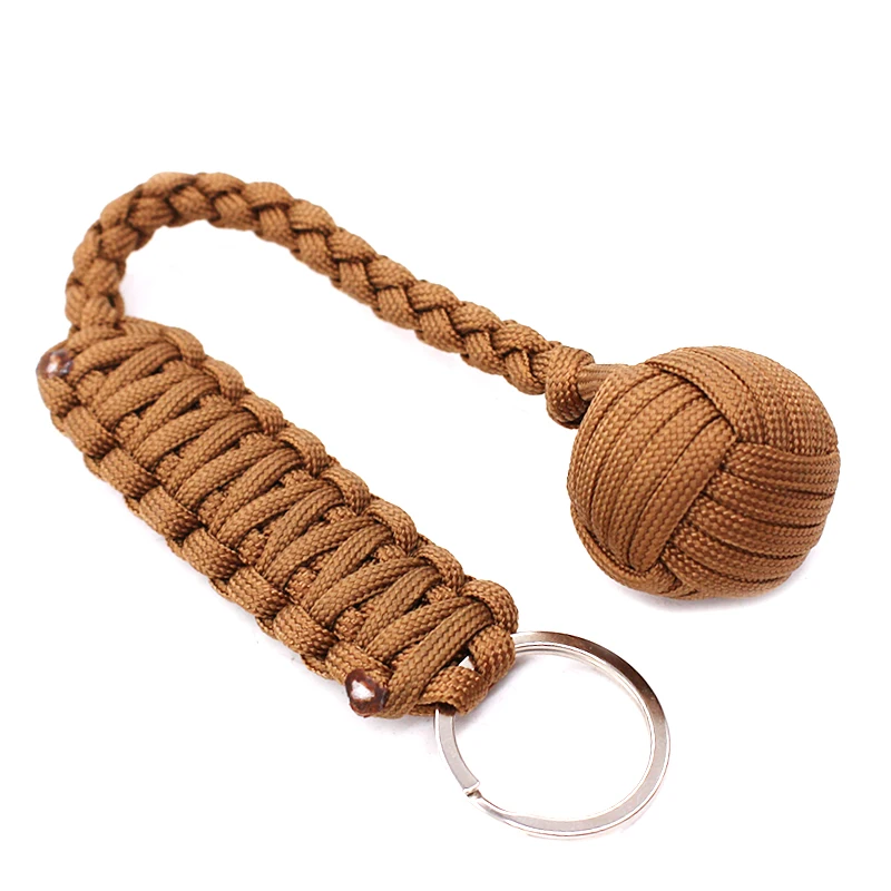 Different Colors EDC Stainless Steel Ball Paracord Lanyard Monkey Fist Survival Keychain