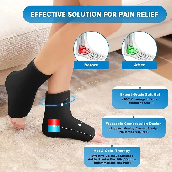 Ankle Ice Pack Wrap for Injuries Reusable Foot Ice Pack Stretchable Cold Pack Compression Therapy