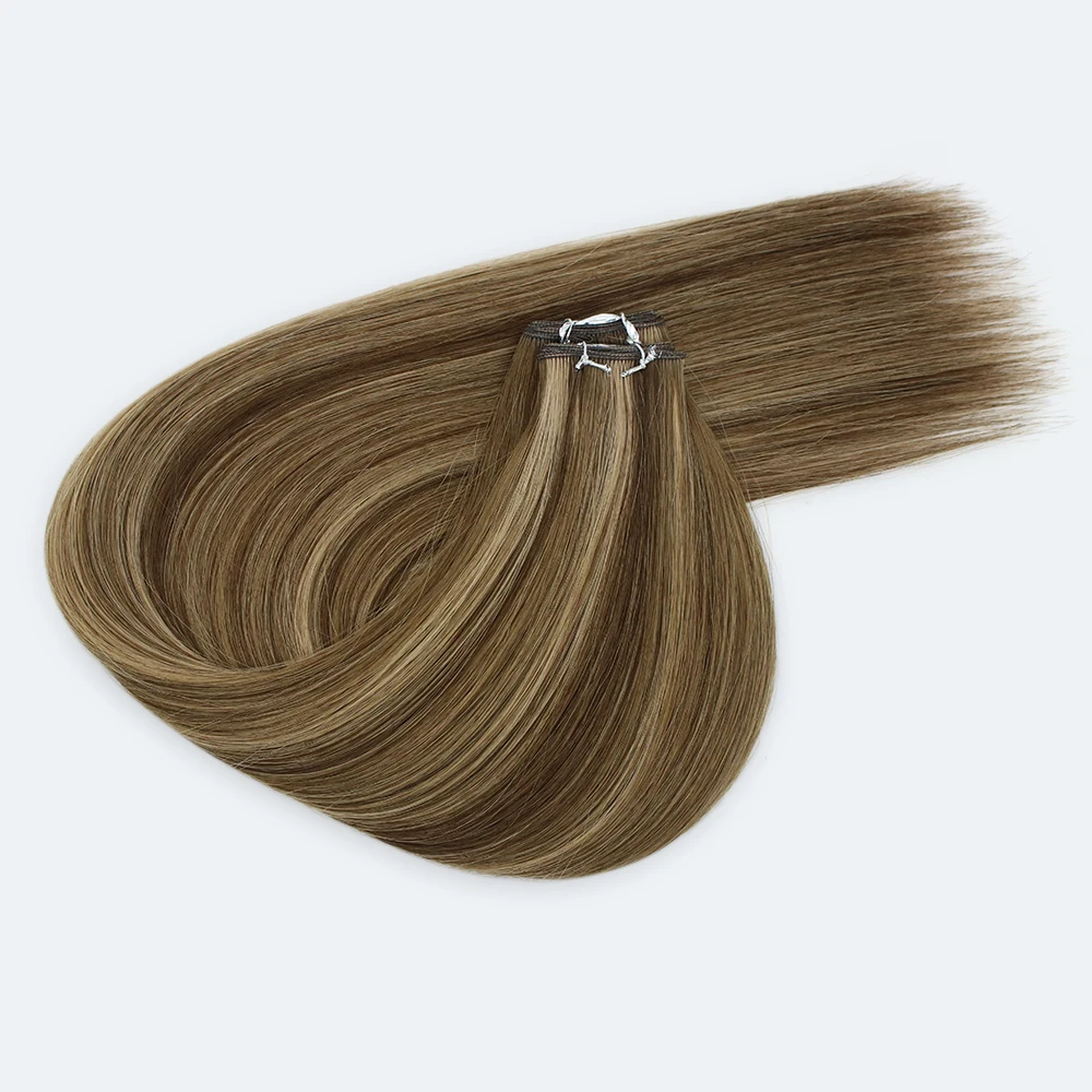 Wholesale Russian Virgin Double Drawn Hair Thin Blonde Hair Extensions Invisible Genius Weft Hair