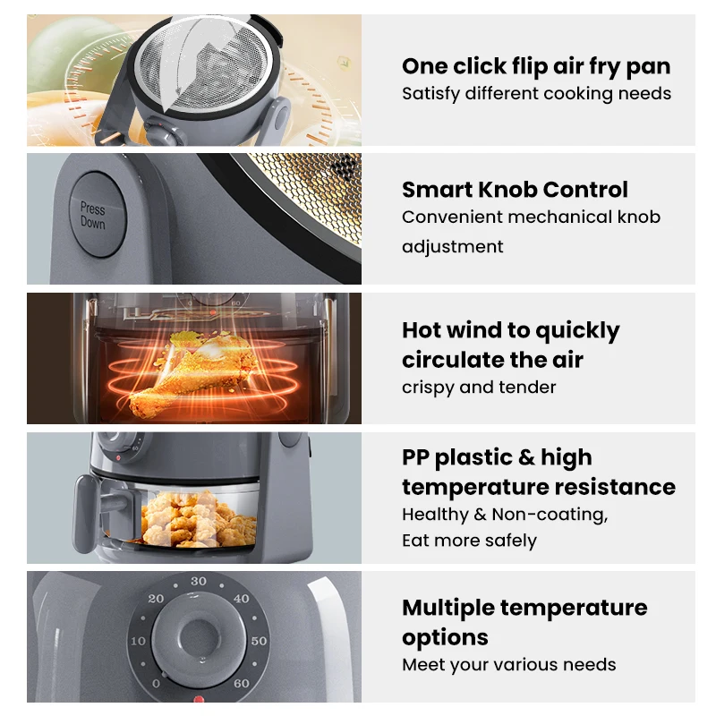 Wholesale Energy Saving Fryer Flip and Grill Combo Top Pan Fast Cooking OEM Multiple Function Air Fryer