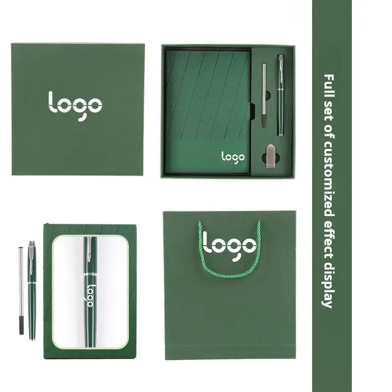 Custom A5 Refillable Stationery Set Usb Flash Drive Office Notebook Business Leather Gift Box Journal With Pen Business gift set