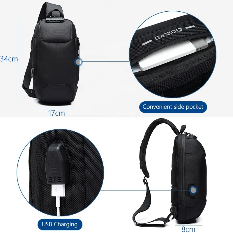  Ozuko D9223 Новое поступление Usb женская сумка через плечо на заказ Модная сумка-мессенджер с защитой от кражи Прямая поставка