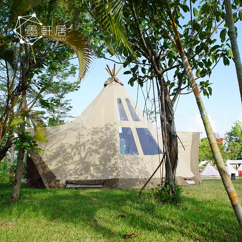 6/12/20 People Outdoor Luxury Canvas Teepee Camping Tipi Event Pyramid Tent