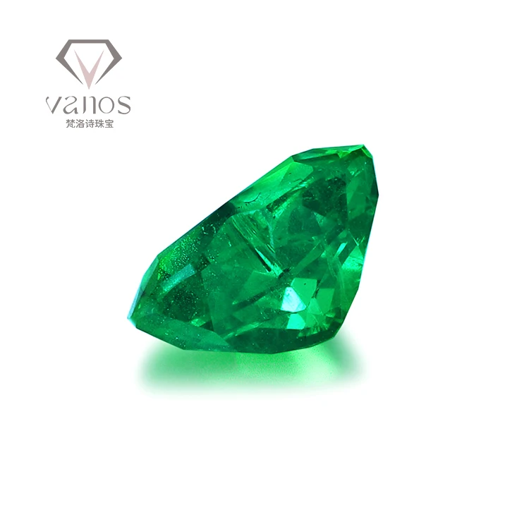Vanos Jewelry Real certified fancy cut heart shaped lab grown emerald green loose gemstones with high quality