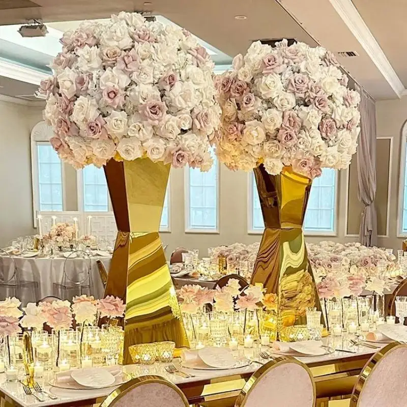 Stainless Steel Gold Table Centerpiece Flower Stand for Wedding Decoration