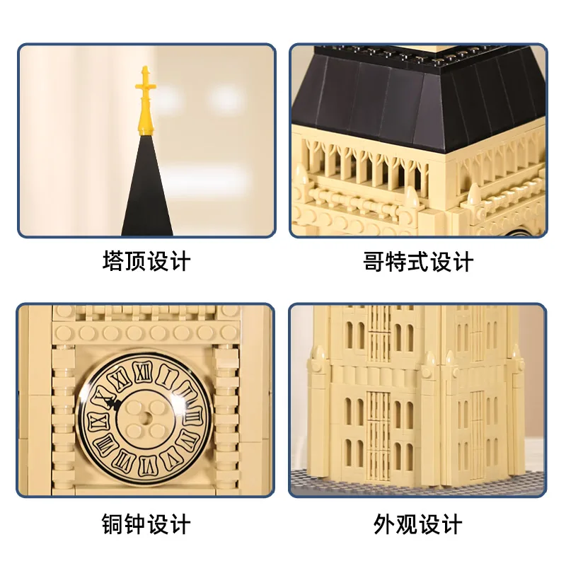 5216 Elizabeth Tower London England The Big Ben Building Attractions Plastic Assemble Building Block Set Kids Unisex Toy Gift