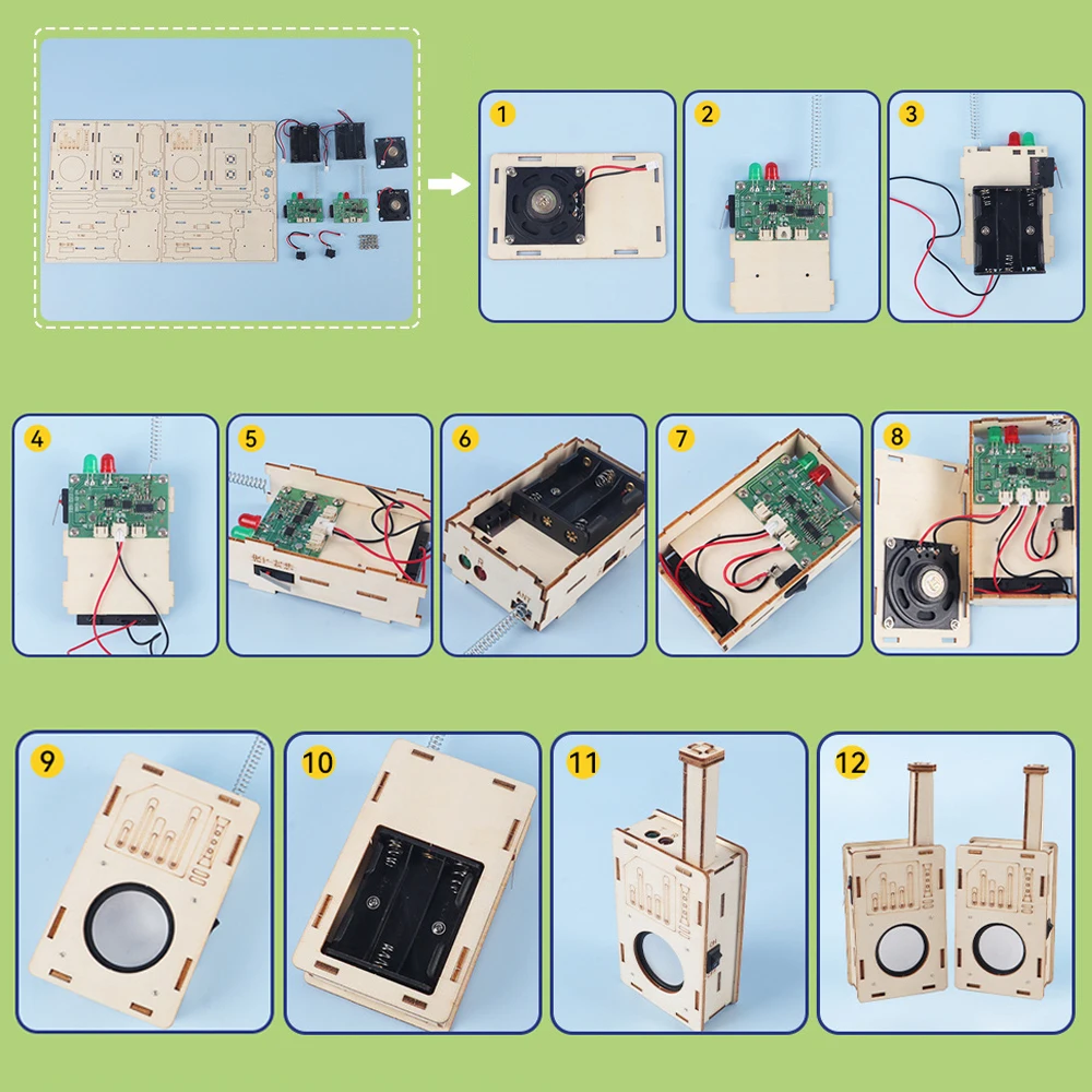 New Hot Sale STEM Toys 3D Assembly Kids Toys Wooden Walkys Talkys Kids Walkie Talkies With 200M