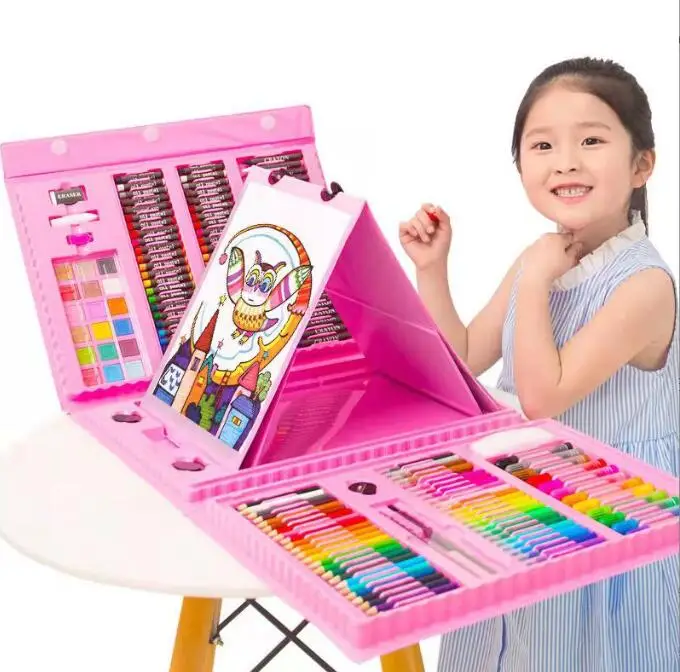 Оптовая продажа 208 шт. Супер Мега Художественный набор Детские Канцелярские принадлежности лучший подарок для детей образовательный Художественный набор для детей
