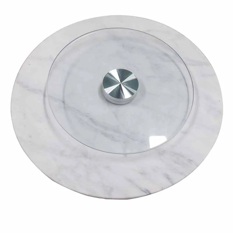 
Kitchen Serveware Natural Stone Bread Real Marble Round Rolling Tray 