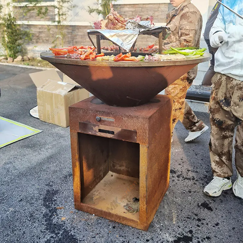 Fire Pit Outdoor Natural Rust Red Rust Surface Brazier Small Barbecue Brazier Grill