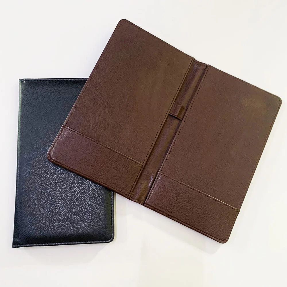 custom design black and brown pu leather restaurant bill folder