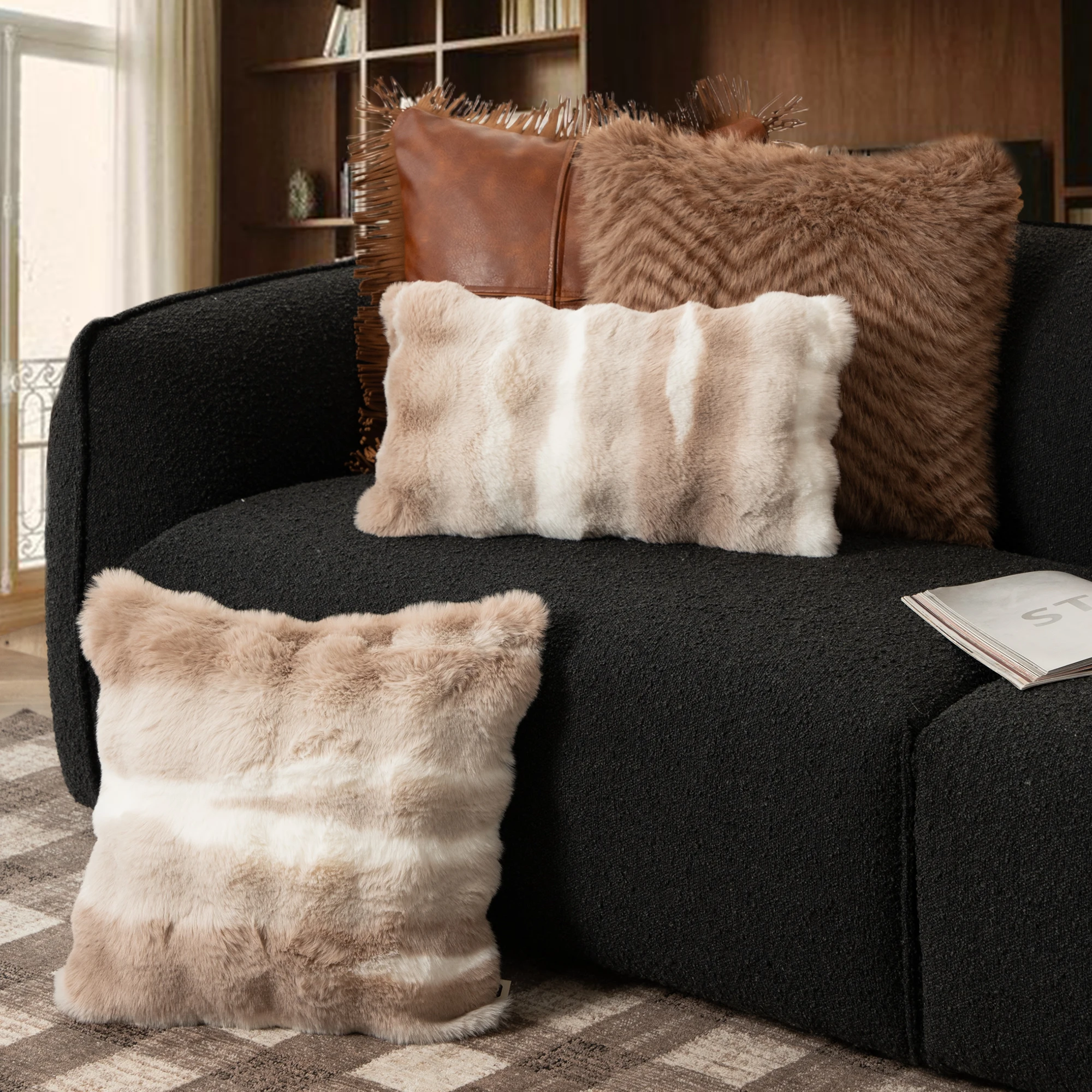 Winter Fluffy Original Design Soft Sofa Warm Printed Cushion Cover For Living Room Bedroom Home Decor Pillowcase