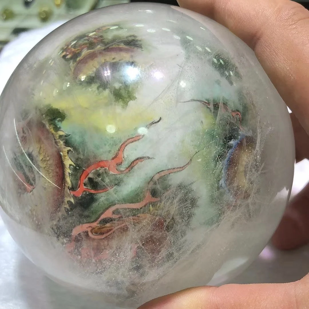 customized product top workmanship quartz Crystal inside-painted bottle Snuff Bottles with Pictures Inside Flying Dragon