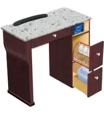 Solid wood baking varnish marble table Classic Nail Salon Marble Manicure Table for nail desk Customizable dust collector