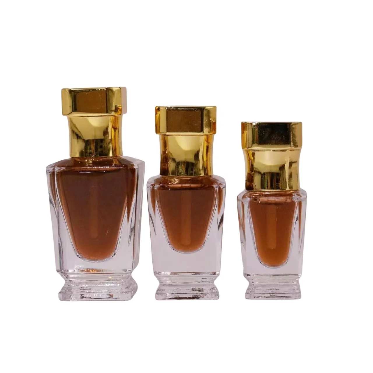 3ml 6ml 12ml Square Attar Bottle Glass Oud Oil Perfume With Zamac Cap and Glass stick