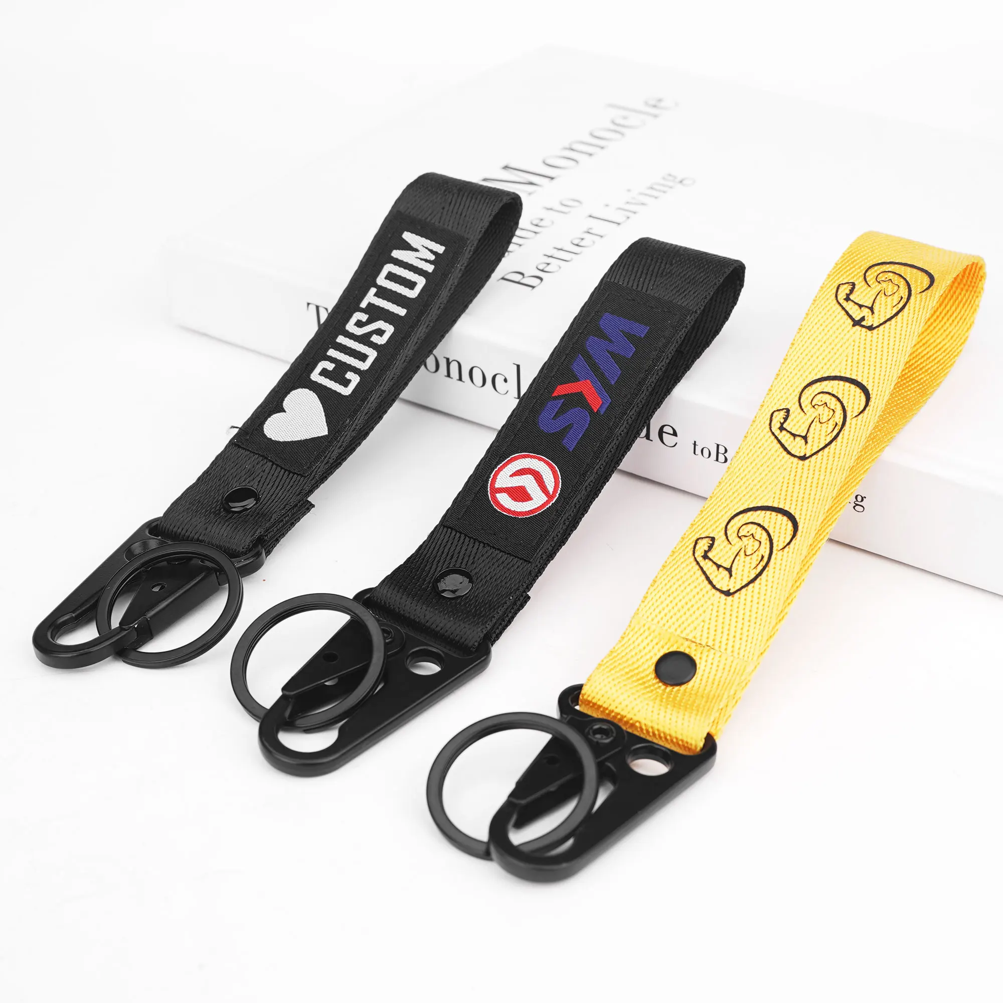 Personalized Lanyard Keychain Customized Heat Transfer Brand Logo Creative Motorcycle Eagle Beak Lanyard Keychain