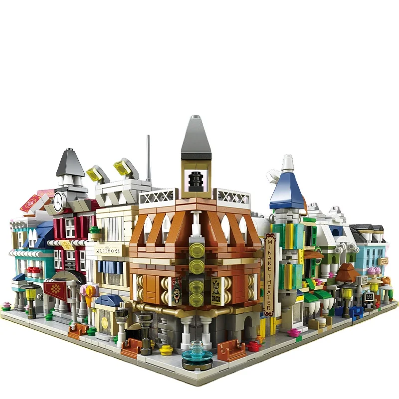 Lele Brothers 8975 theme scenes 8 styles european retro architecture urban street view houses shops model building block toy